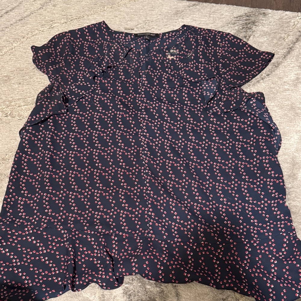 Banana Republic Navy and Pink Blouse